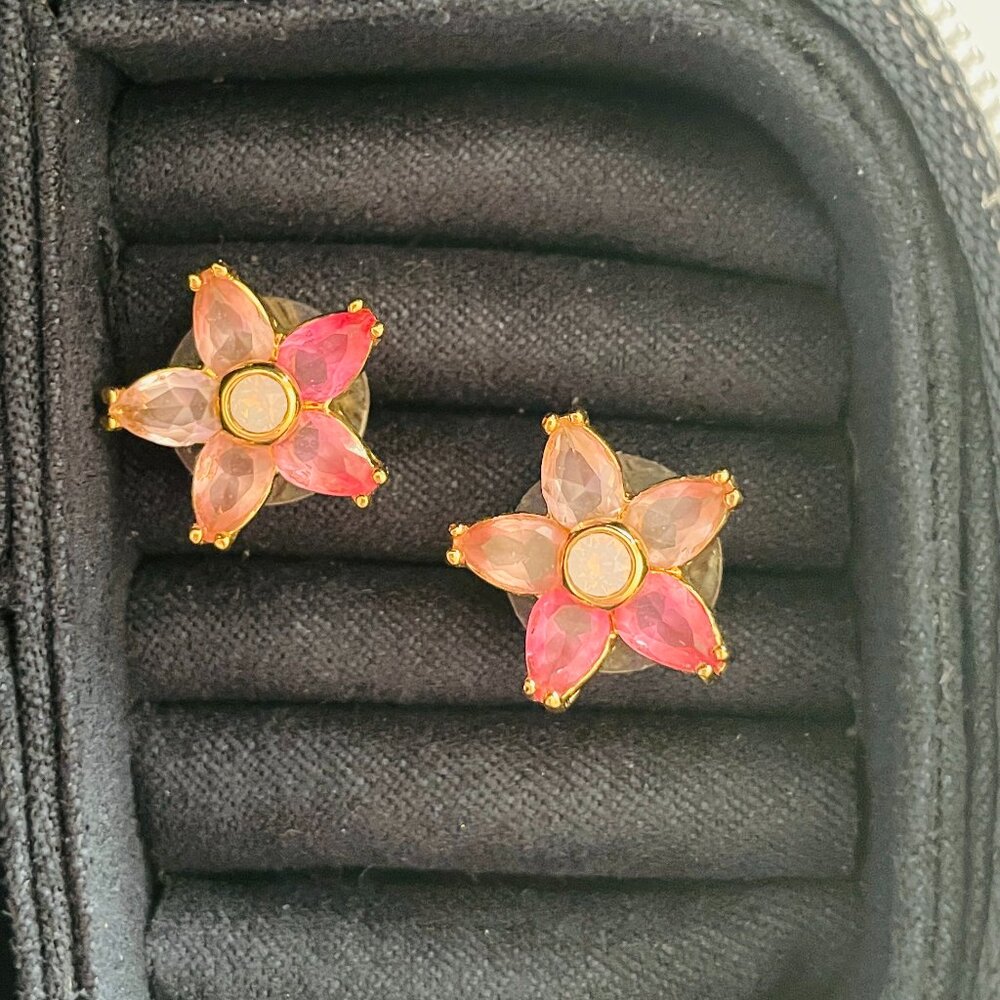 Kate Spade Ambre Pink Crystal Flower Studs